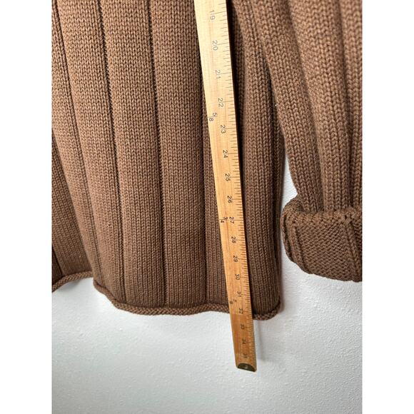 J Crew Brown Oversized Stripe Chunky Knit Mock Rolled Neck Sweater XL - Picture 15 of 15